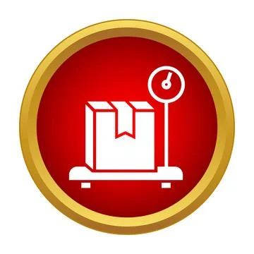 Parcel box weighing on shipping scale icon Stock Illustration