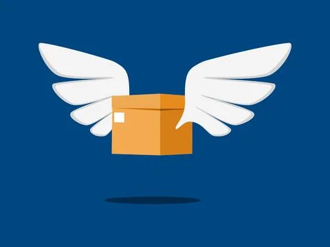 Parcel boxes fly. Online delivery service or transportation and logistics con Stock Illustration