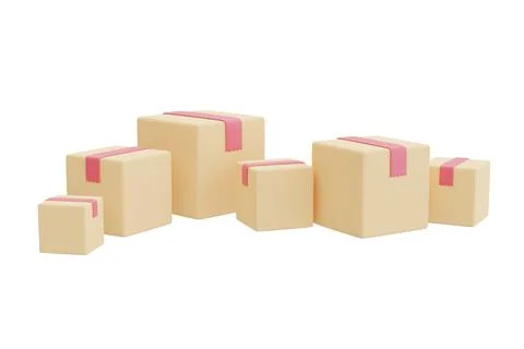 Parcel boxes isolated on white background, shopping and delivery object colle Stock Illustration