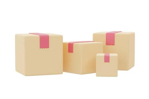 Parcel boxes isolated on white background, shopping and delivery object colle Stock Illustration