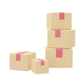 Parcel boxes isolated on white background, shopping and delivery object colle Stock Illustration