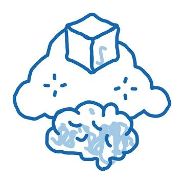 Parcel brain cloud doodle icon hand drawn illustration Illustrazione stock