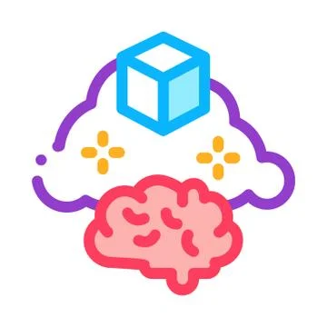Parcel brain cloud icon vector outline illustration Stock Illustration