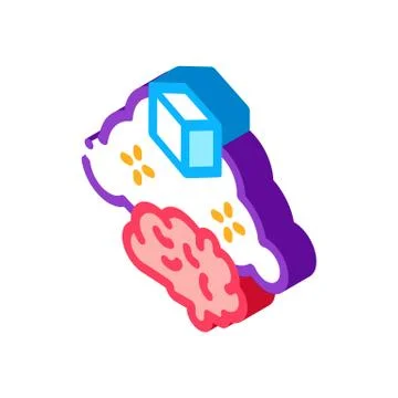 Parcel brain cloud isometric icon vector illustration Stock Illustration