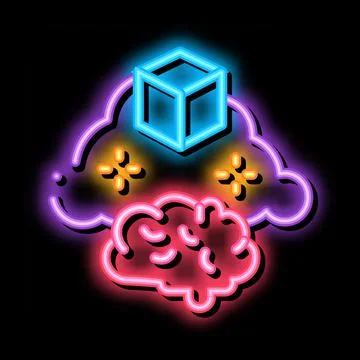 Parcel brain cloud neon glow icon illustration Stock Illustration