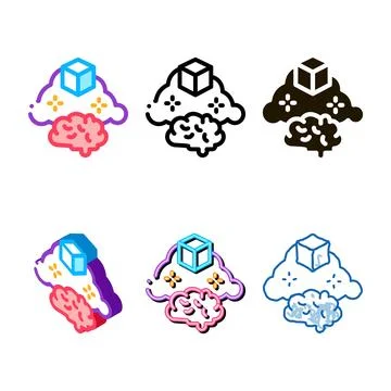 Parcel brain multistyle cloud icon vector outline Stock Illustration
