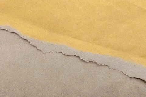 Parcel brown for background, torn paper carton texture in top view Stock Photos