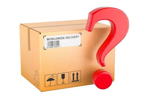 Parcel, cardboard box with question mark. 3D rendering イラスト素材