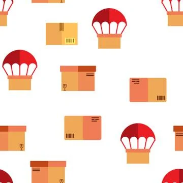 Parcel, Cardboard Boxes Vector Seamless Pattern Illustrazione stock