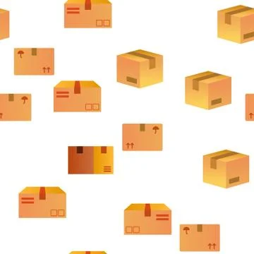 Parcel, Cardboard Boxes Vector Seamless Pattern Illustrazione stock