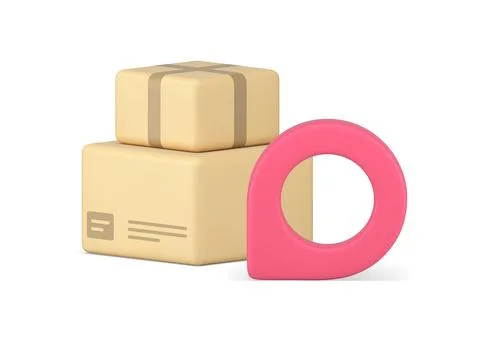 Parcel cargo delivery map pin navigation cyberspace position tracking 3d ic.. Stock Illustration