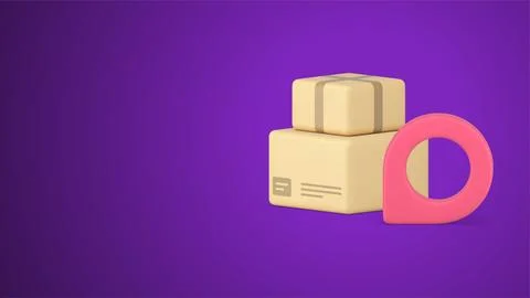 Parcel cargo delivery map pin navigation cyberspace position tracking 3d icon Illustrazione stock