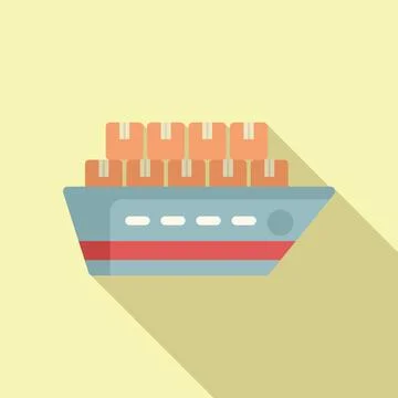 Parcel cargo ship icon flat vector. Delivery package 스톡 일러스트