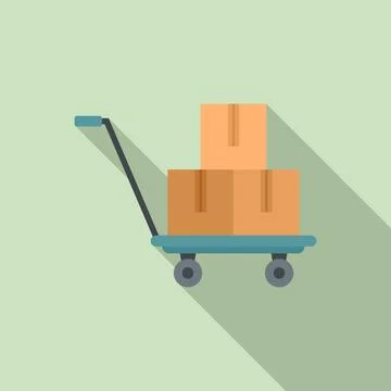 Parcel cart icon, flat style Stock Illustration