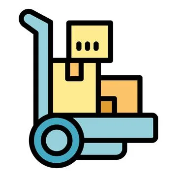 Parcel cart icon vector flat Stock Illustration