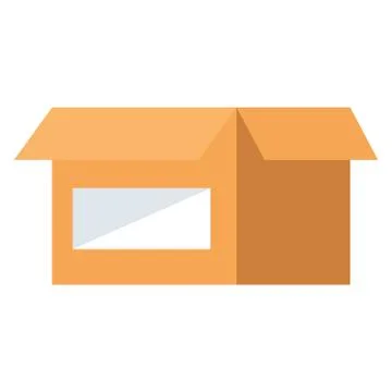 Parcel carton box container, open box, on white background Stock Illustration