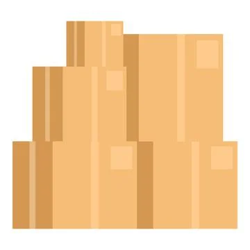 Parcel carton stack icon cartoon vector. Mail man Stock Illustration