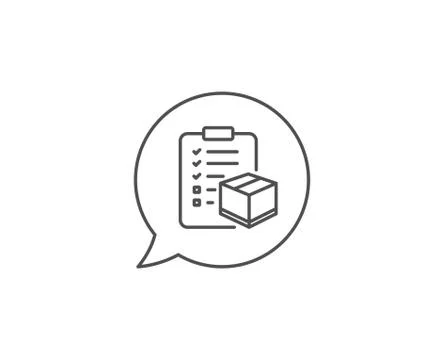 Parcel checklist line icon. Logistics check. Vector Illustrazione stock