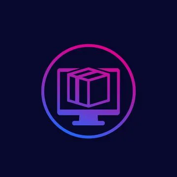 Parcel on computer screen vector icon イラスト素材