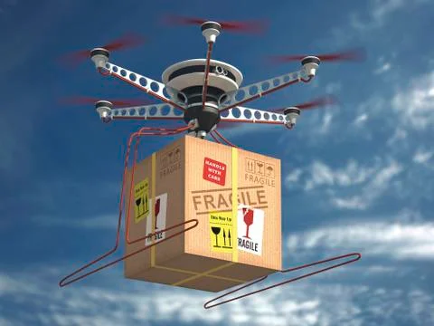 Parcel delivered by drone Stock Illustration