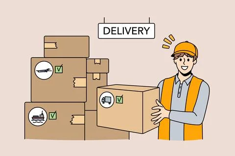 Parcel delivery and cargo concept. Stock Illustration