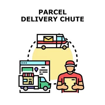 Parcel delivery chute system concept vector Stock Illustration