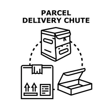 Parcel delivery chute system concept moving boxes 스톡 일러스트
