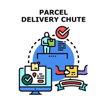 Parcel delivery chute system concept vector illustration Stock Illustration