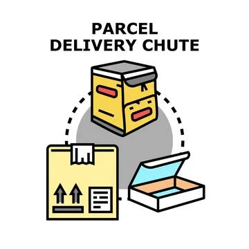Parcel delivery chute system concept moving boxes Stock Illustration