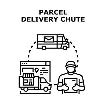 Parcel delivery chute system concept vector Stock Illustration