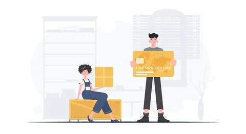 Parcel delivery concept. Vector illustration. trendy style. イラスト素材