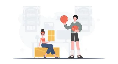 Parcel delivery concept. Vector illustration. Cartoon style. Illustrazione stock