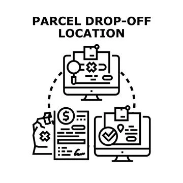 Parcel delivery drop off location tracking concept Stock Illustration
