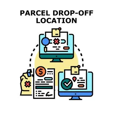 Parcel delivery drop off location tracking concept Stock Illustration