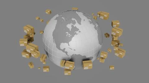 Parcel Delivery in front of the globe Illustrazione stock