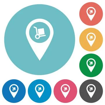 Parcel delivery GPS map location flat round icons Illustration