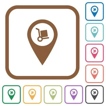 Parcel delivery GPS map location simple icons Illustrazione stock