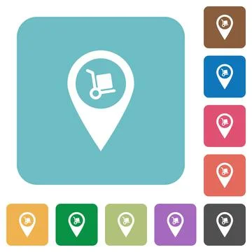 Parcel delivery GPS map location rounded square flat icons Illustrazione stock