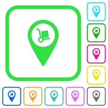 Parcel delivery GPS map location vivid colored flat icons icons Stock Illustration