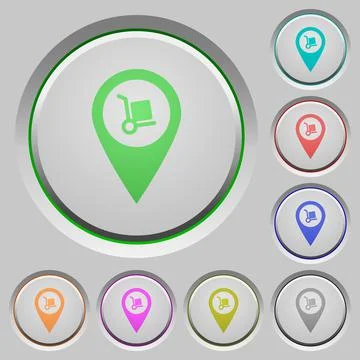 Parcel delivery GPS map location push buttons Stock Illustration
