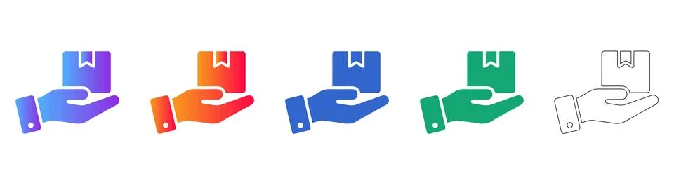 Parcel Delivery Hand Icon Set Illustrazione stock