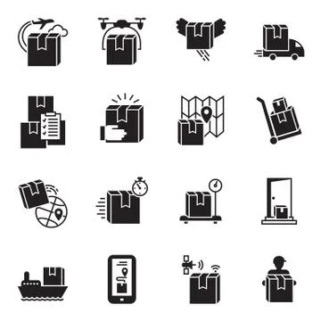 Parcel delivery icon set, simple style Stock Illustration