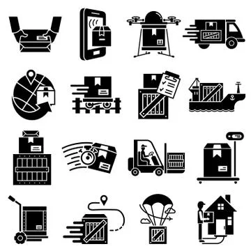 Parcel delivery icons set, simple style Stock Illustration