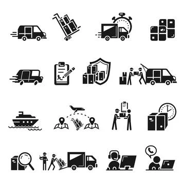 Parcel delivery icons set, simple style Stock Illustration
