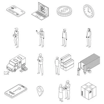Parcel delivery icons set vector outline Illustrazione stock