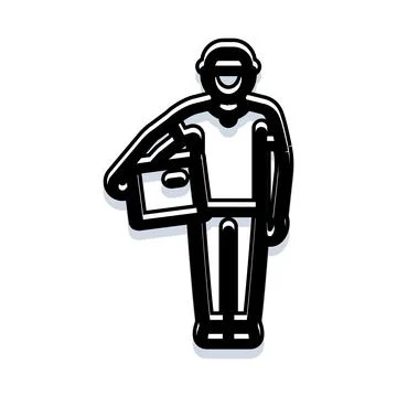 Parcel delivery man providing logistics service icon イラスト素材
