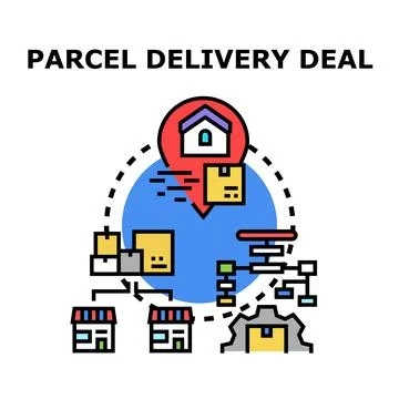 Parcel delivery network logistics concept illustration Illustrazione stock