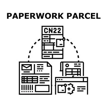 Parcel delivery paperwork and customs declaration concept Stock Illustration