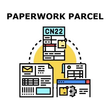 Parcel delivery paperwork and customs declaration concept Stock Illustration