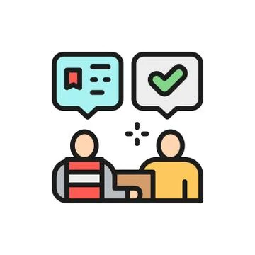 Parcel delivery to recipient, logistics flat color icon. 스톡 일러스트